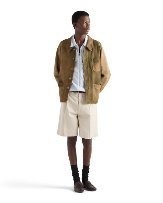 Prada White Cotton Bermudas, Limestone for men