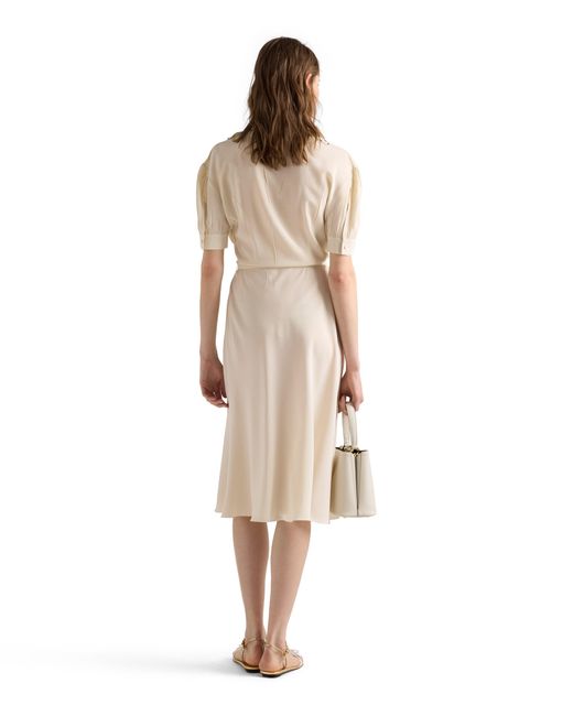 Prada Embroidered Marocain Dress, Natural