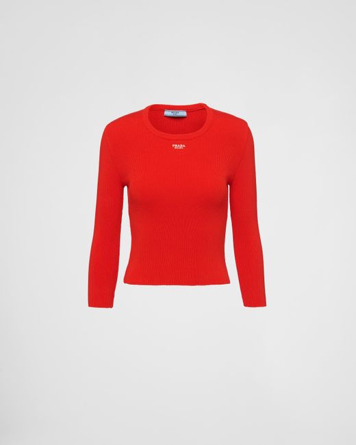 Prada Red Pullover Aus Baumwolle