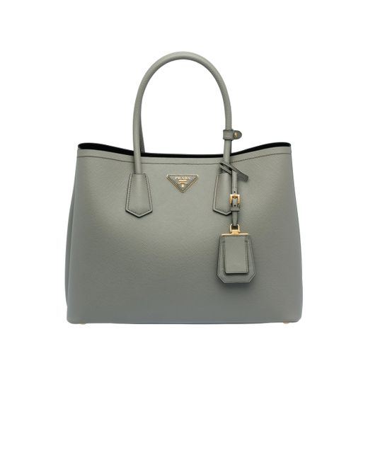 Prada Gray Medium Saffiano Leather Double Bag