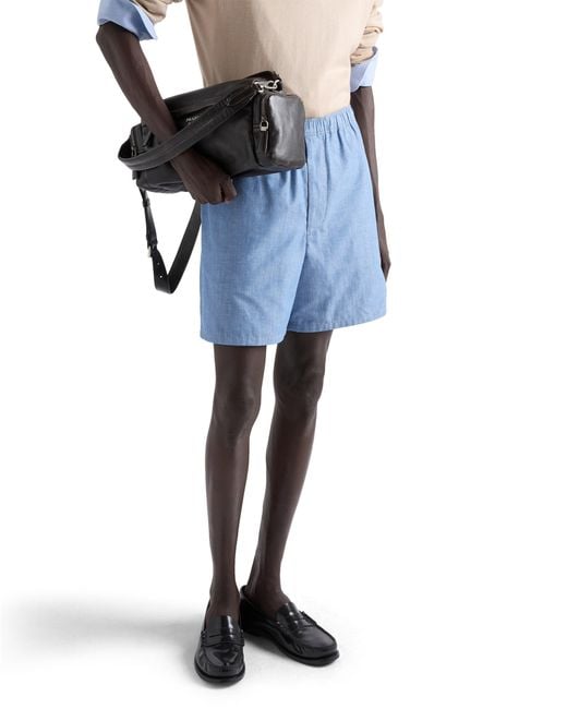 Prada Blue Chambray Bermudas, Light for men