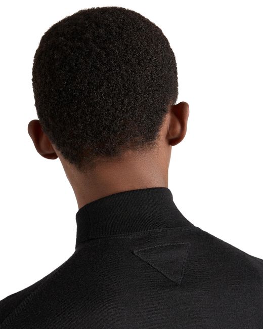 Jersey De Cuello Alto En Seda Y Cachemir, Hombre, Talla Prada de hombre de color Black