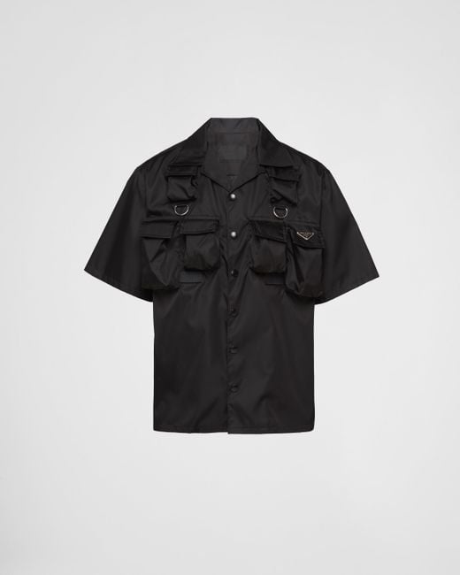 Prada Kurzärmliges Hemd Aus Re-Nylon in Black für Herren