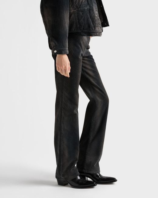 Prada Black Five-Pocket-Hose Aus Cord
