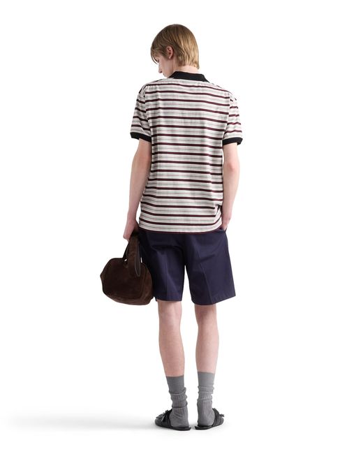 Prada White Short-Sleeved Cotton Polo Shirt for men