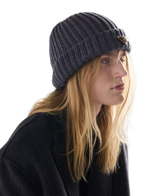 Prada Blue Wool Beanie, Slate