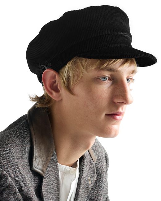 Prada Black Corduroy Newsboy Cap for men