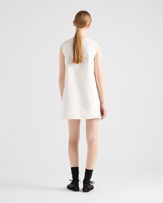 Robe Courte En Satin Vieilli Prada en coloris White