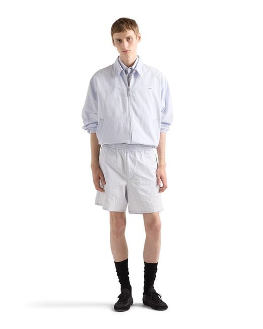 Prada White Chambray Bermudas for men