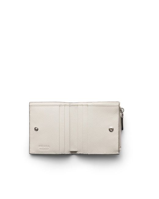 Prada White Small Saffiano Leather Wallet for men