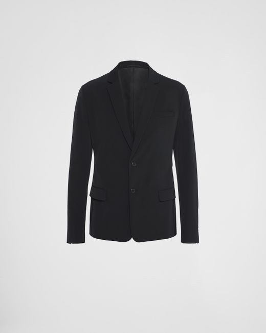 Prada Blue Single-Breasted Technical Stretch Fabric Jacket for men