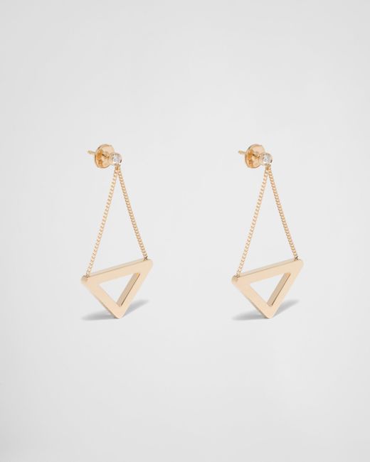 Prada Natural Eternal Gold Cut-out Drop Earrings In Yellow Gold With Diamonds