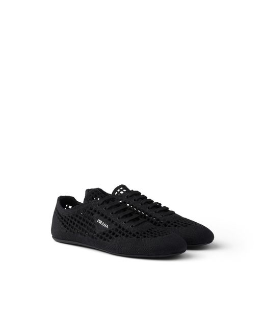 Prada Black Collapse Crochet Laced Sneakers