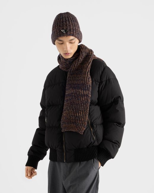 Prada Brown Wool And Cashmere Scarf for men