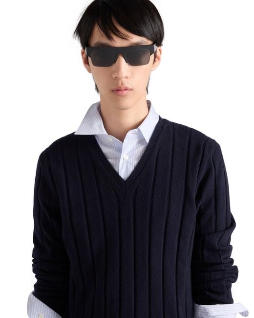 Prada Gray Eyewear Collection Sunglasses for men