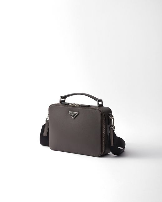 Prada Black Brique Medium Saffiano Leather Bag for men