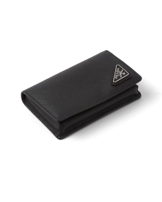 Prada White Saffiano Leather Card Holder for men