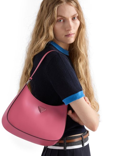 Prada Pink Cleo Brushed Leather Shoulder Bag