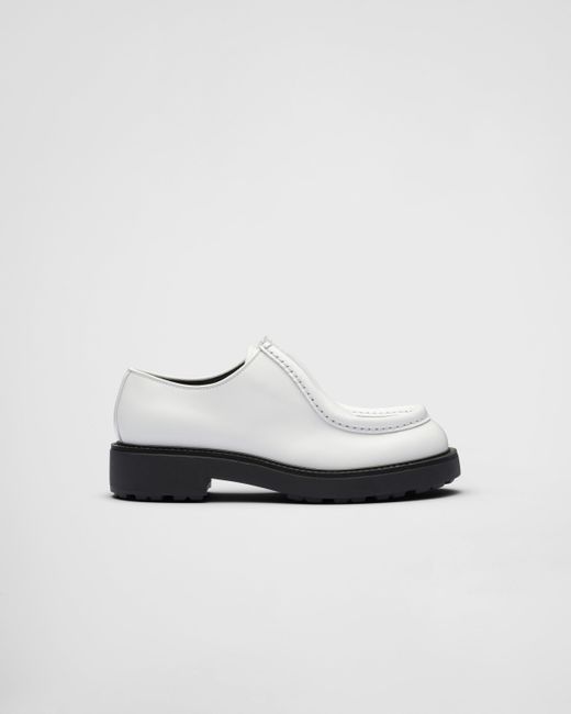 Prada White Diapason Opaque Brushed Leather Lace-up Shoes for men