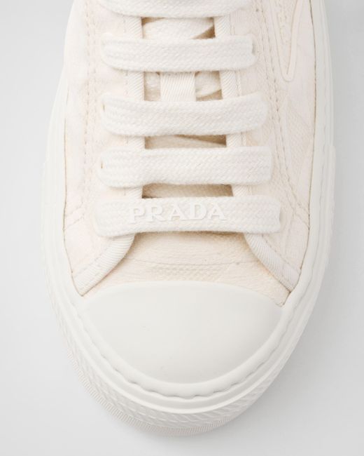 Prada White Fabric Sneakers