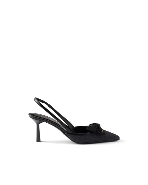 Prada White Fabric Slingback Pumps, Anthracite