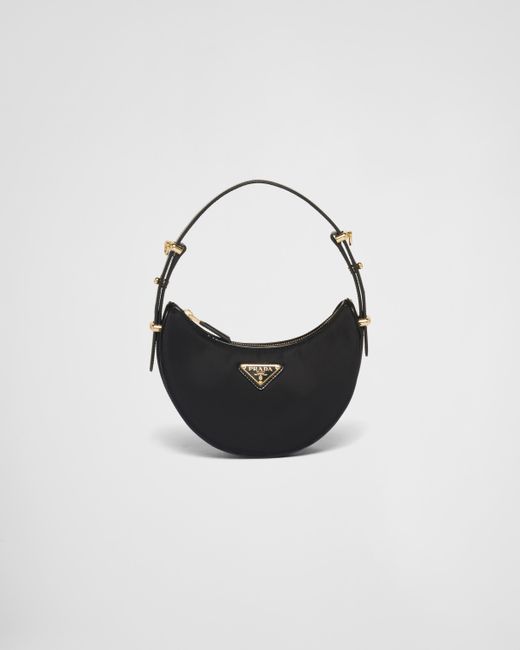 Prada Black Arqué Re-nylon And Brushed Leather Mini Shoulder Bag