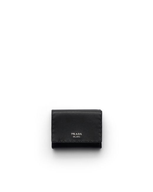 Prada White Small Antiqued Leather Wallet for men