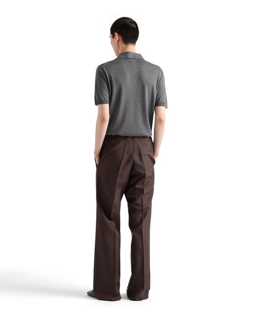 Prada Gray Cashmere And Silk Polo Shirt for men