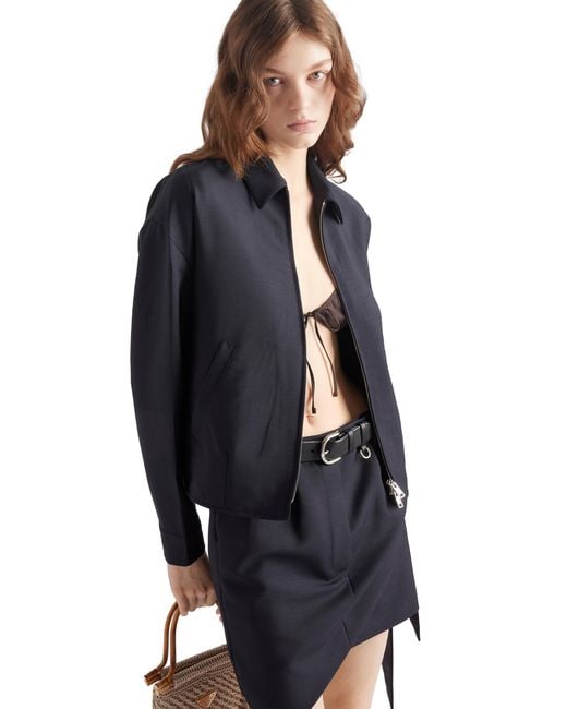 Prada Blue Kid Mohair Blouson Jacket