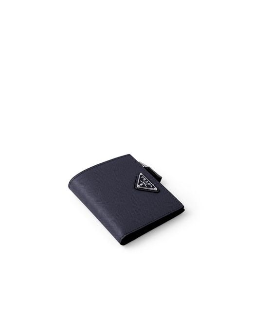 Prada Blue Small Saffiano Leather Wallet for men