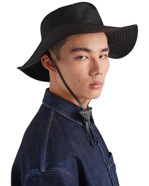 Prada Black Re-Nylon Hat for men