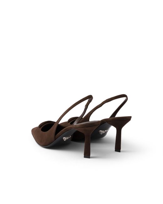 Prada White Suede Slingback Pumps