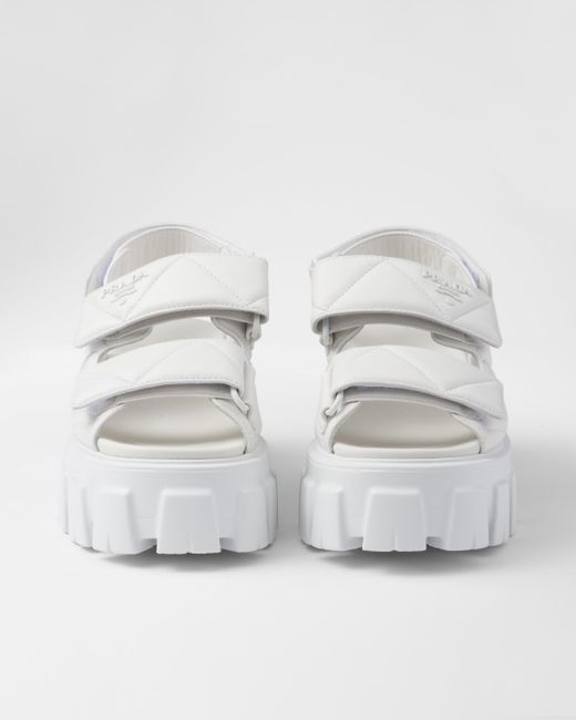 Prada White Monolith Nappa Leather Sandals