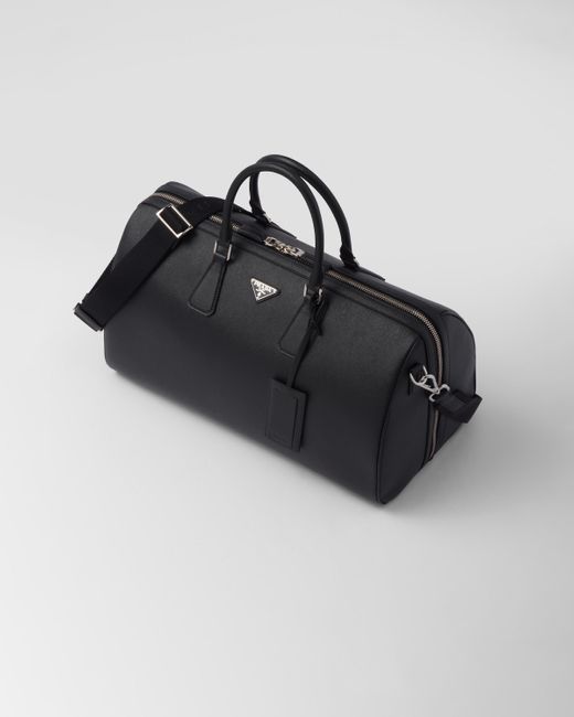 Prada Black Reisetasche Aus Saffiano-Leder