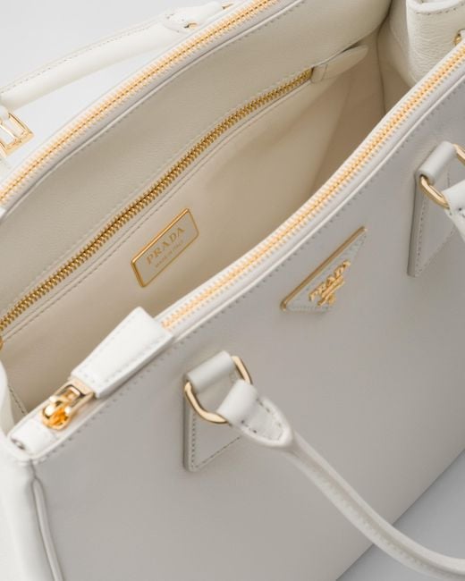 Prada White Große Galleria Tasche Aus Leder
