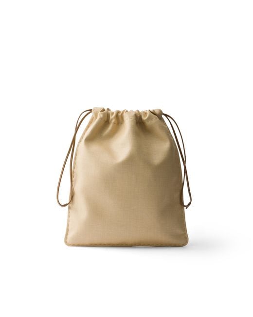 Prada Natural Wish Embroidered Canvas Pouch