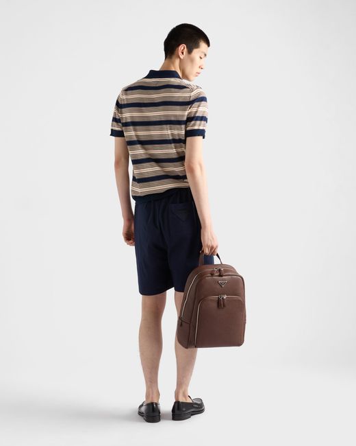 Prada Blue Cotton Bermudas for men