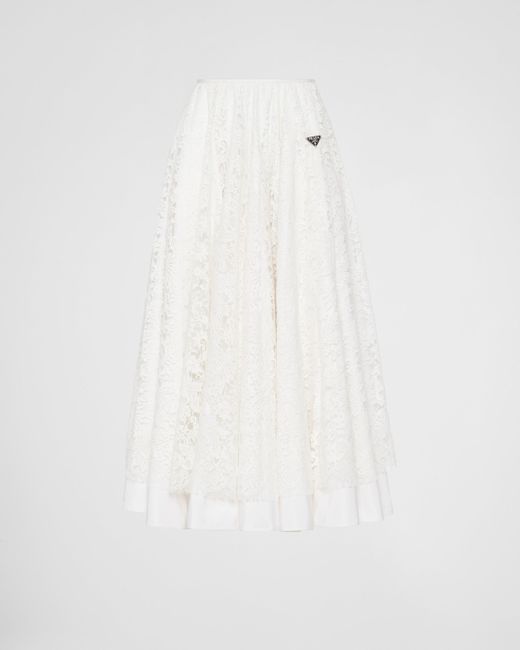 Prada White Lace Midi-Skirt