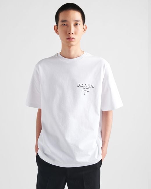 Prada White Cotton T-Shirt for men