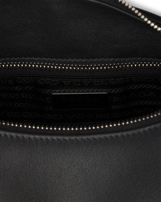 Prada Black Fold Large Leather Shoulder Bag