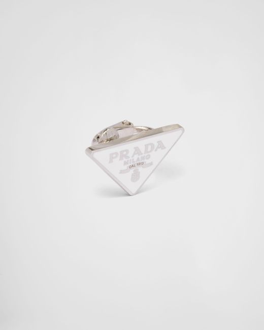 Prada White Symbole Clip Left Earring