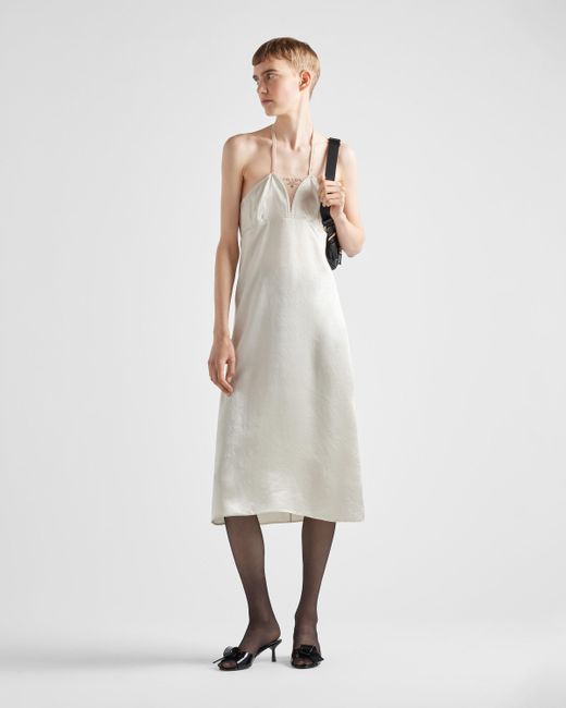 Prada White Satin Slip Dress
