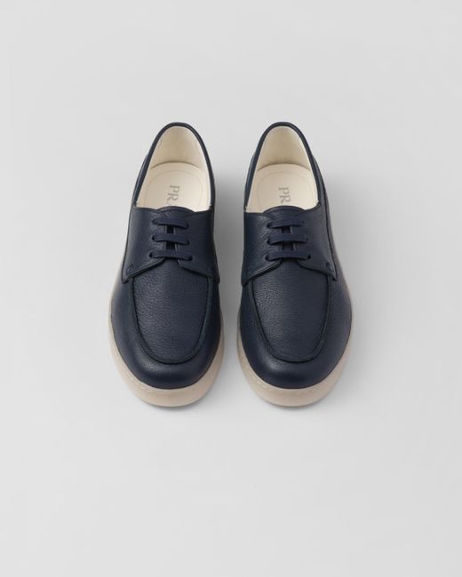 Prada Blue Leather Lace-Up Shoes for men