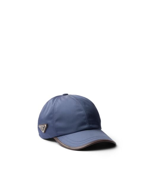 Prada Blue Re-Nylon And Leather Baseball Cap for men
