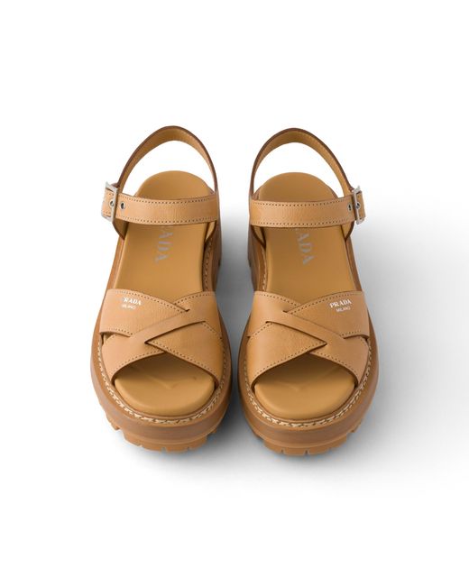 Prada White Leather Sandals