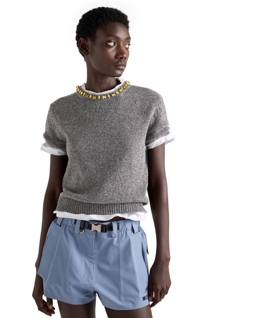 Prada Gray Wool And Cashmere Crew-Neck Sweater