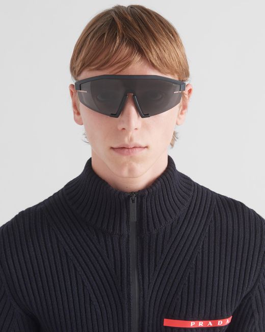 Prada Blue Linea Rossa Impavid Sunglasses for men