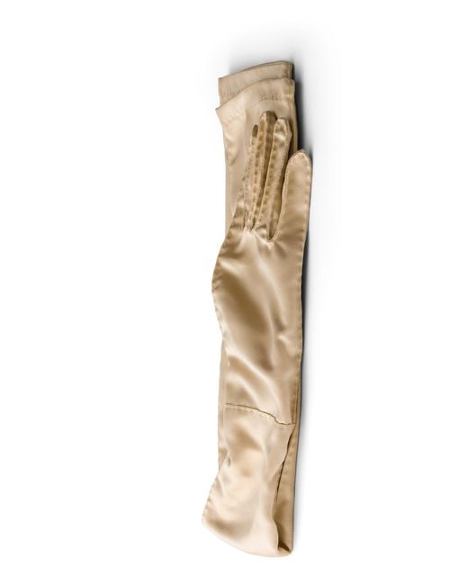 Prada Natural Satin Gloves, Size 7,5