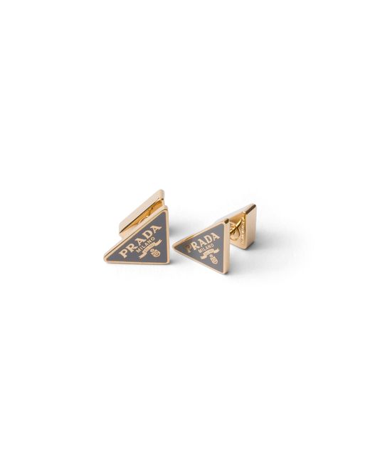 Prada White Enameled Metal Earrings