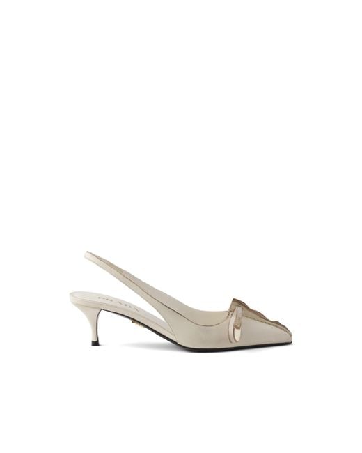 Prada White Leather Slingback Pumps